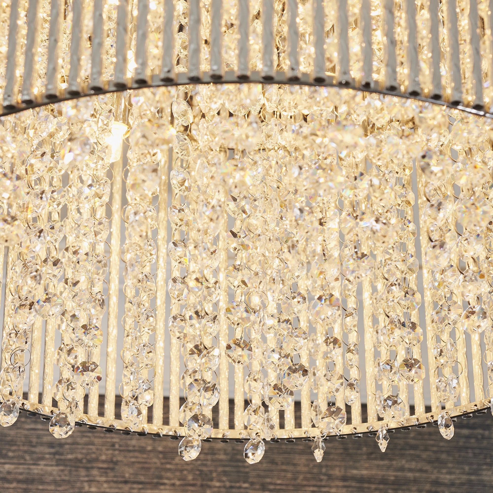 Galina Stylish Crystal 10 Light Flush Ceiling Light In Polished Chrome Finish 81980