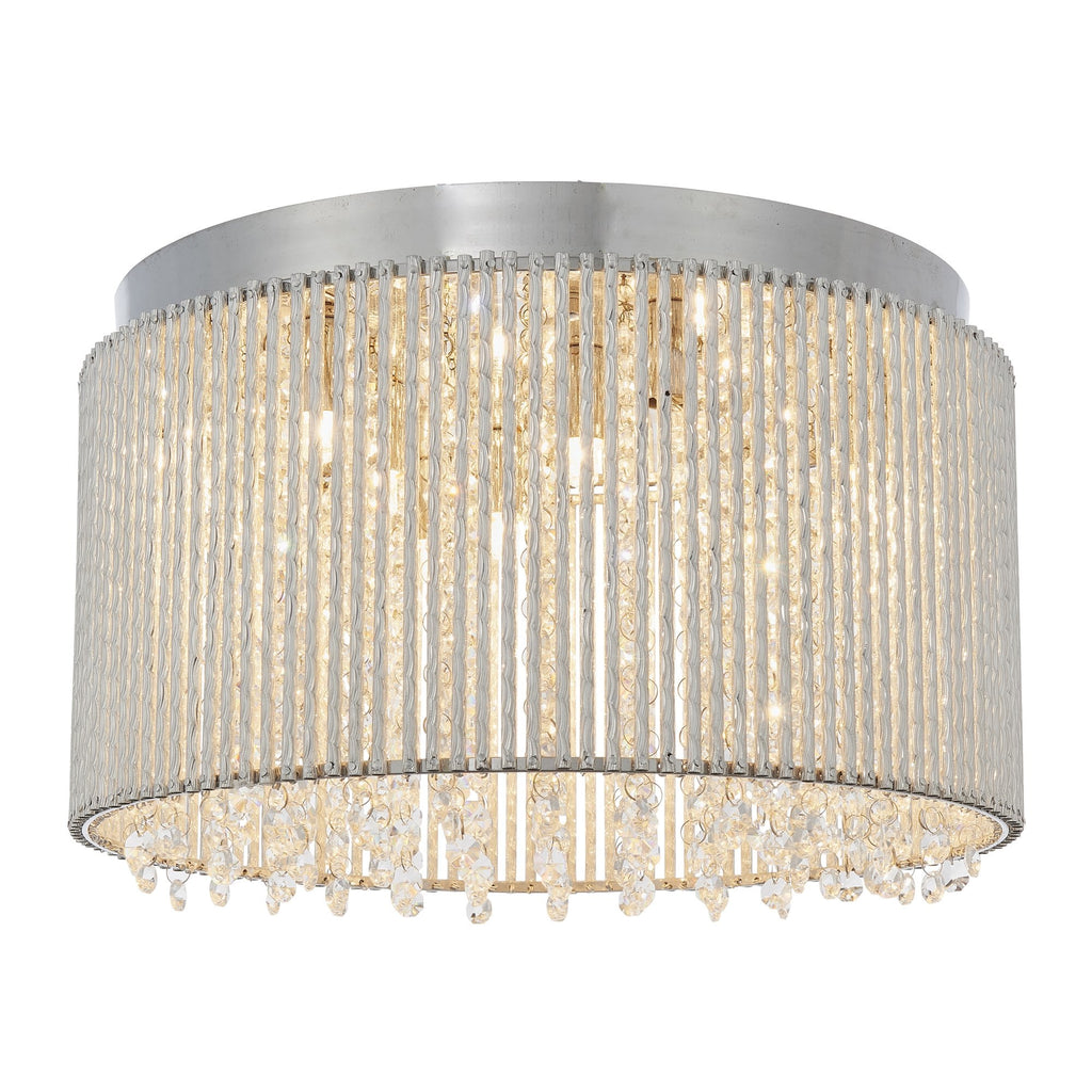 Galina Stylish Crystal 10 Light Flush Ceiling Light In Polished Chrome Finish 81980