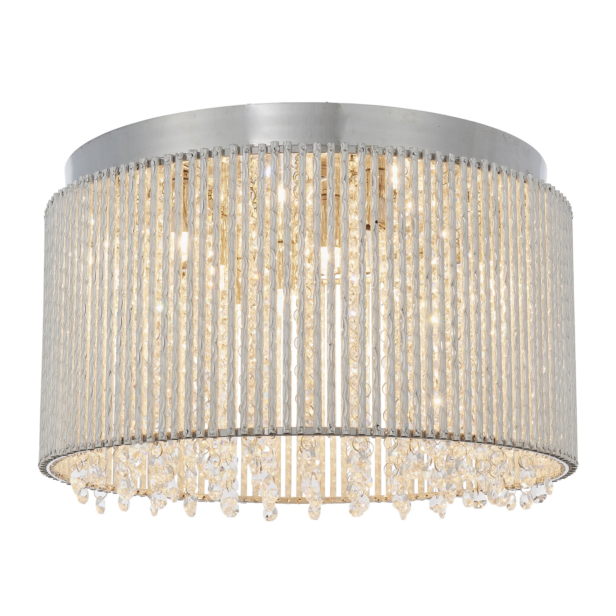 Galina Stylish Crystal 10 Light Flush Ceiling Light In Polished Chrome Finish 81980