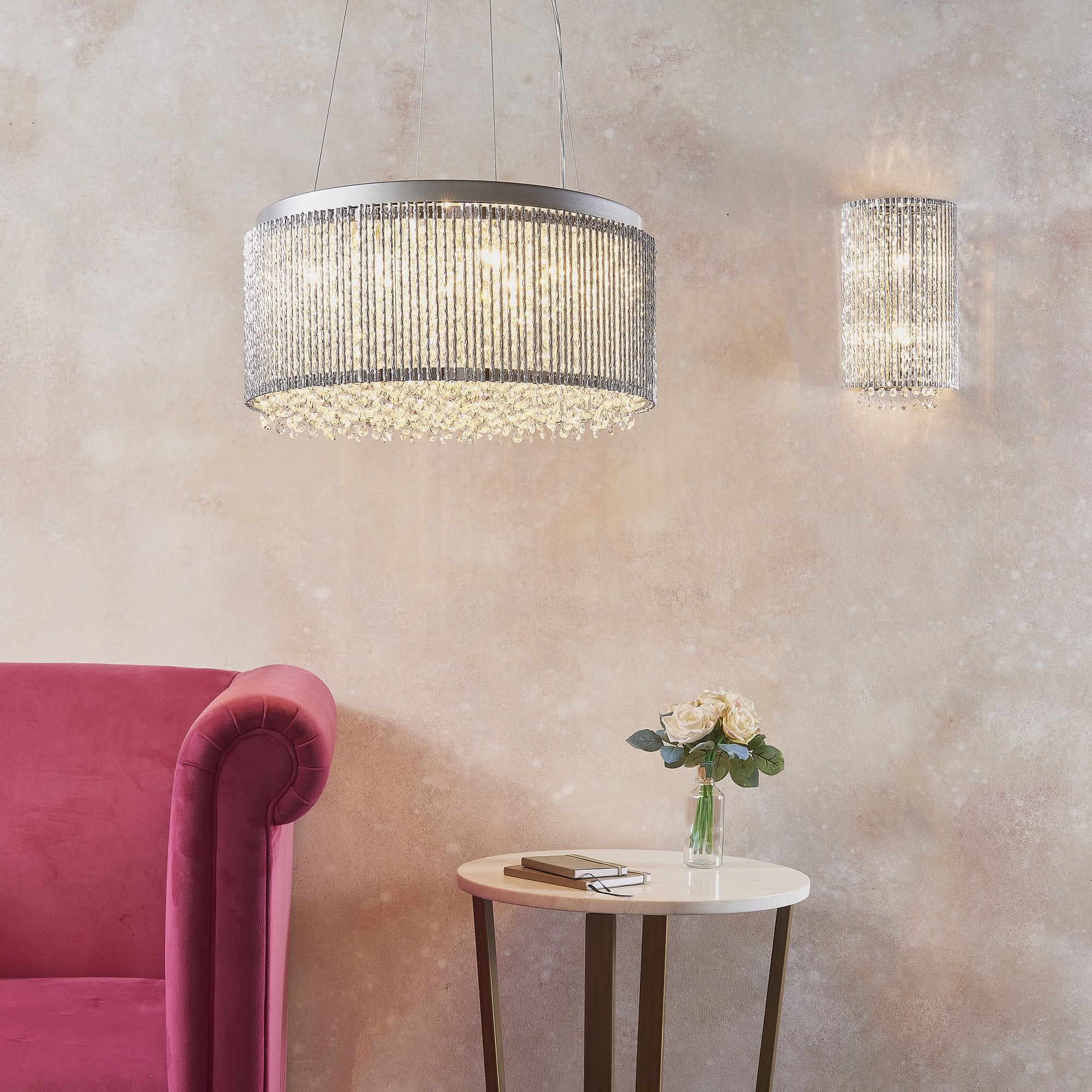 Galina Stylish Crystal Wall Light In Polished Chrome Finish 81978