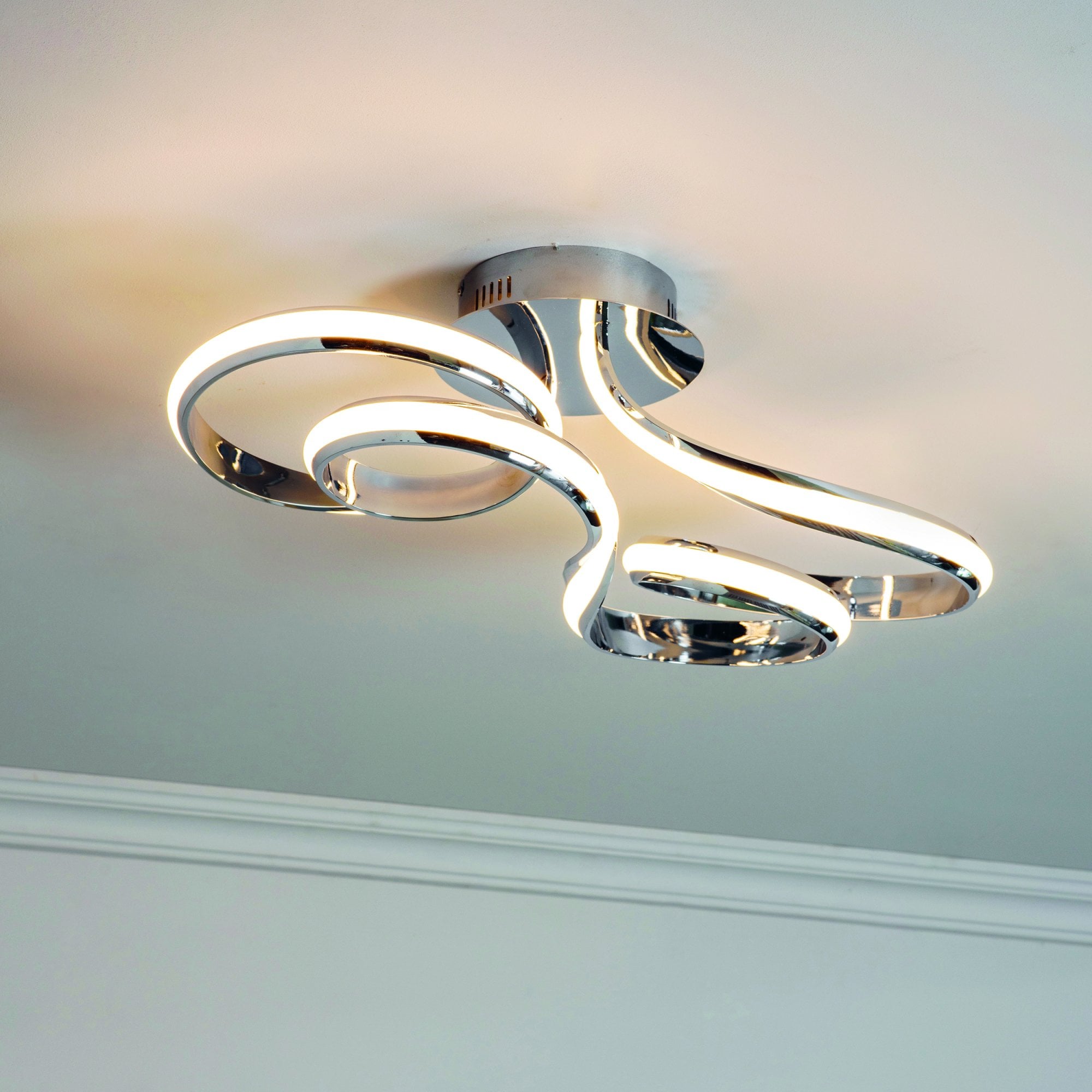 Aria LED Semi Flush Ceiling Light In Polished Chrome Finish 76393