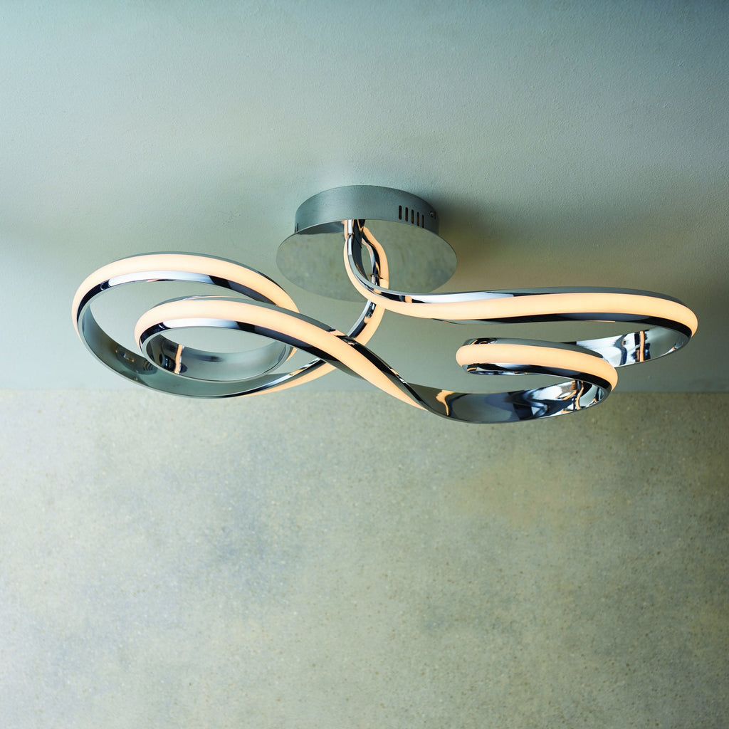 Aria LED Semi Flush Ceiling Light In Polished Chrome Finish 76393