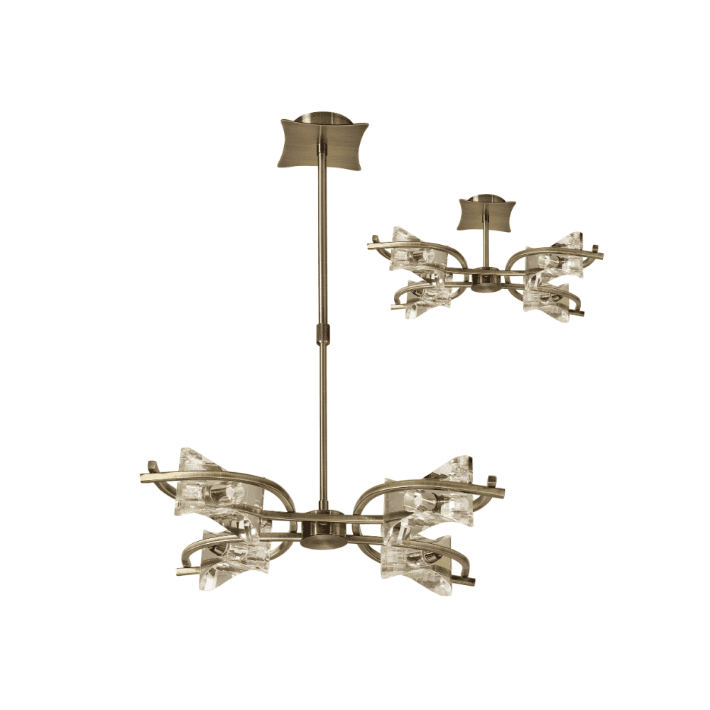 M0881AB Kromo Antique Brass 4 Light Semi-Flush Pendant
