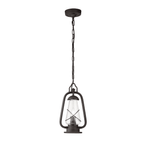 Miners Outside Ceiling Pendant Lantern In Old Bronze Finish With Seeded Glass IP44