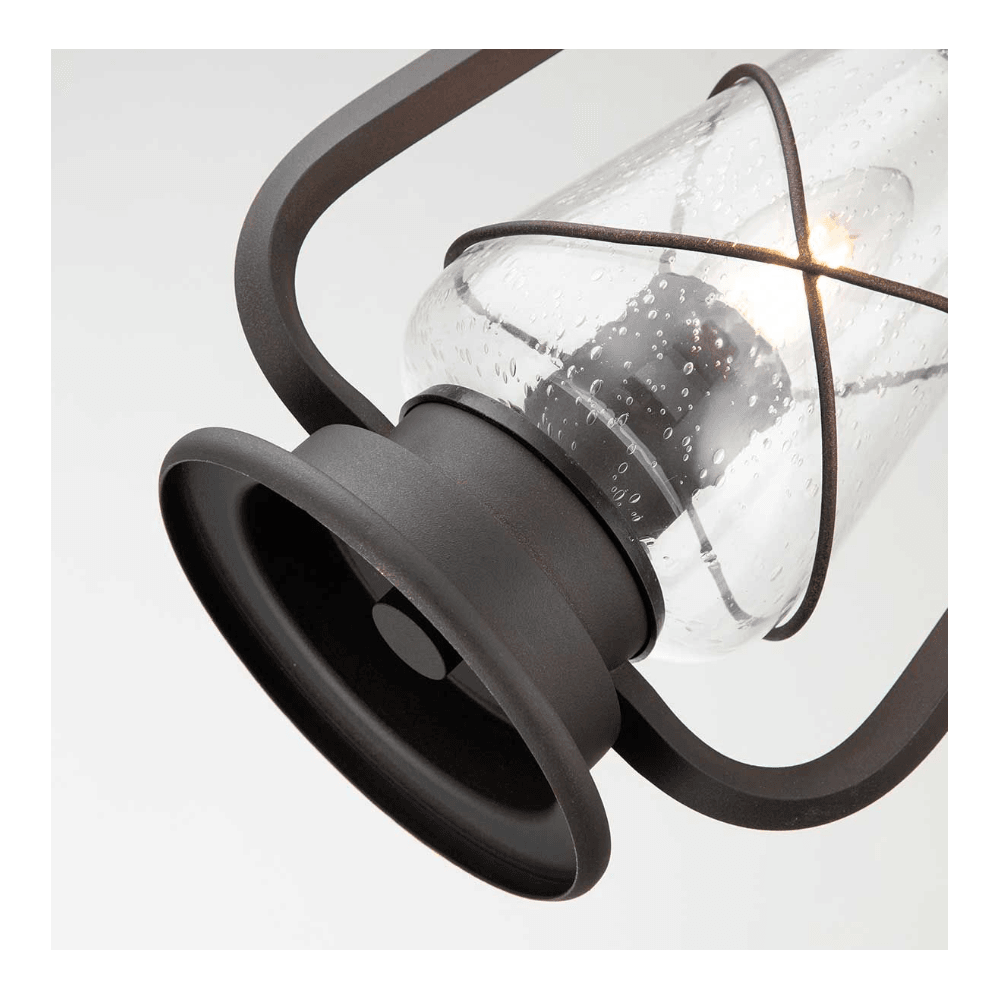 Miners Outside Ceiling Pendant Lantern In Old Bronze Finish With Seeded Glass IP44