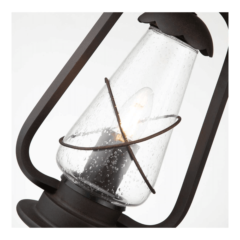 Miners Outside Ceiling Pendant Lantern In Old Bronze Finish With Seeded Glass IP44