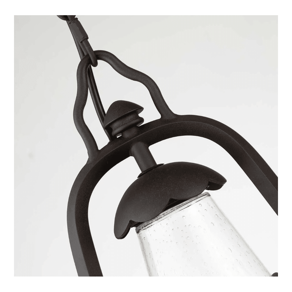 Miners Outside Ceiling Pendant Lantern In Old Bronze Finish With Seeded Glass IP44