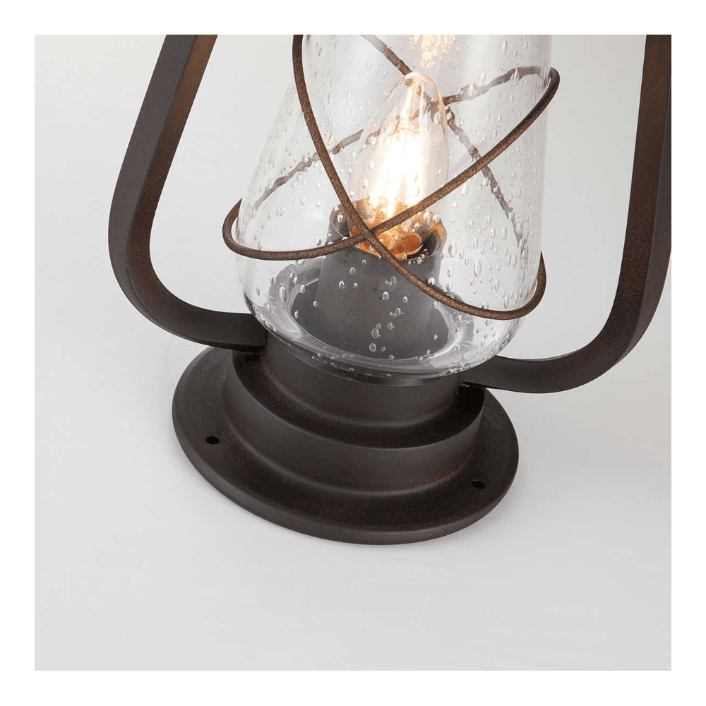 Miners Outside Pedestal Lantern In Old Bronze Finish With Seeded Glass IP44
