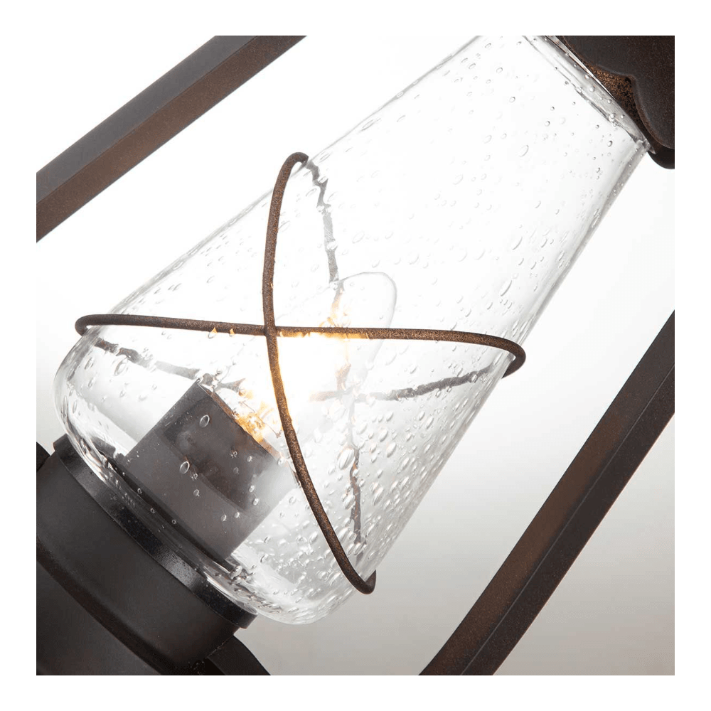 Miners Outside Pedestal Lantern In Old Bronze Finish With Seeded Glass IP44