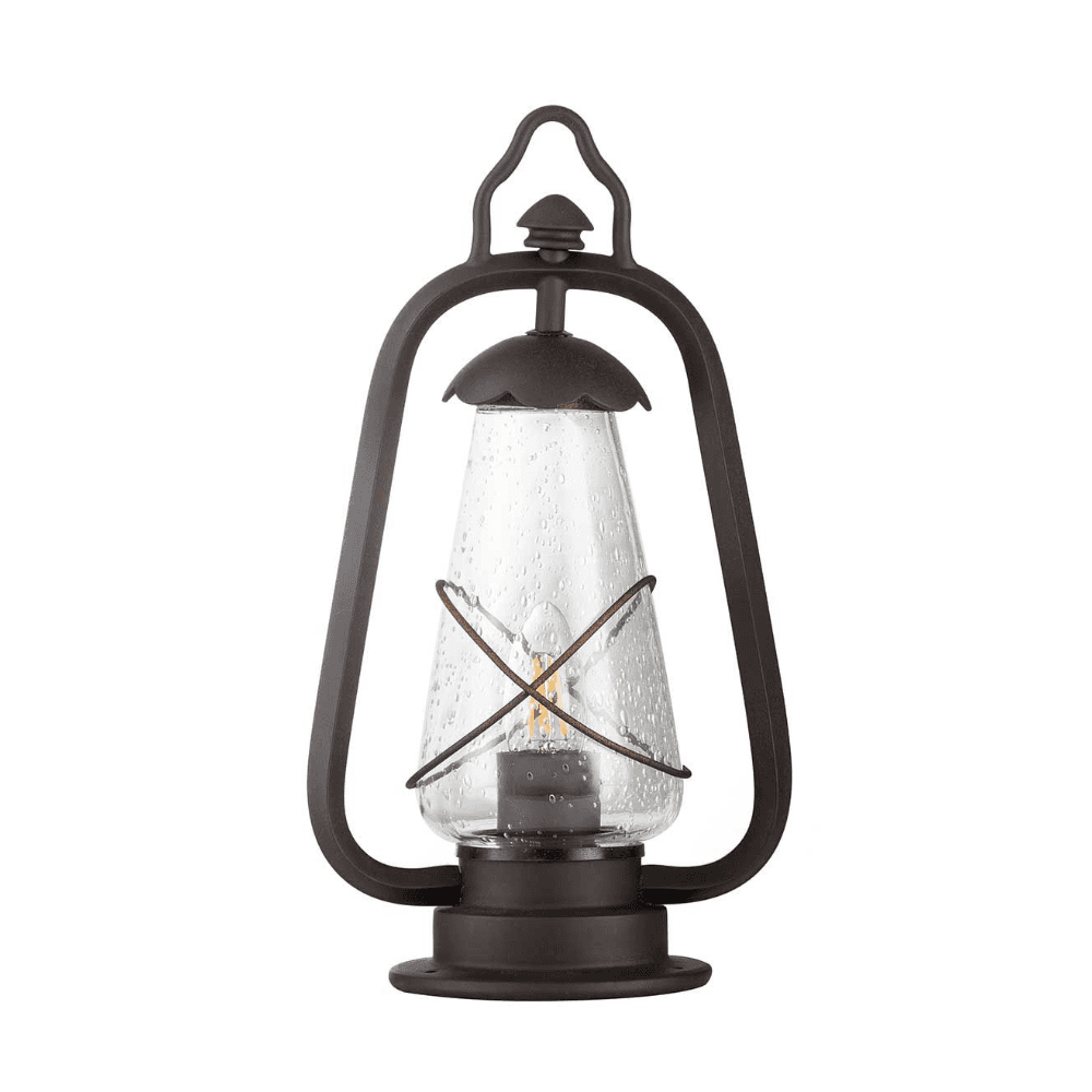 Miners Outside Pedestal Lantern In Old Bronze Finish With Seeded Glass IP44