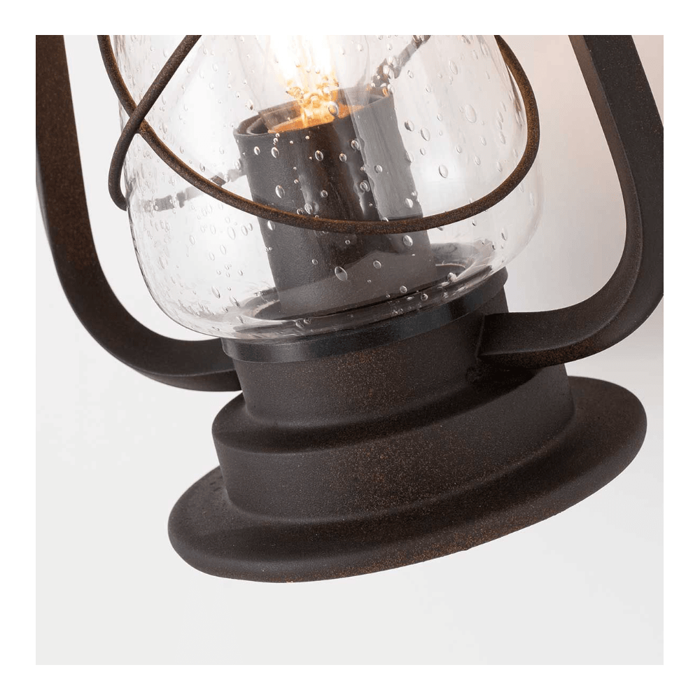 Miners Outdoor Wall Light In Old Bronze Finish With Seeded Glass IP44
