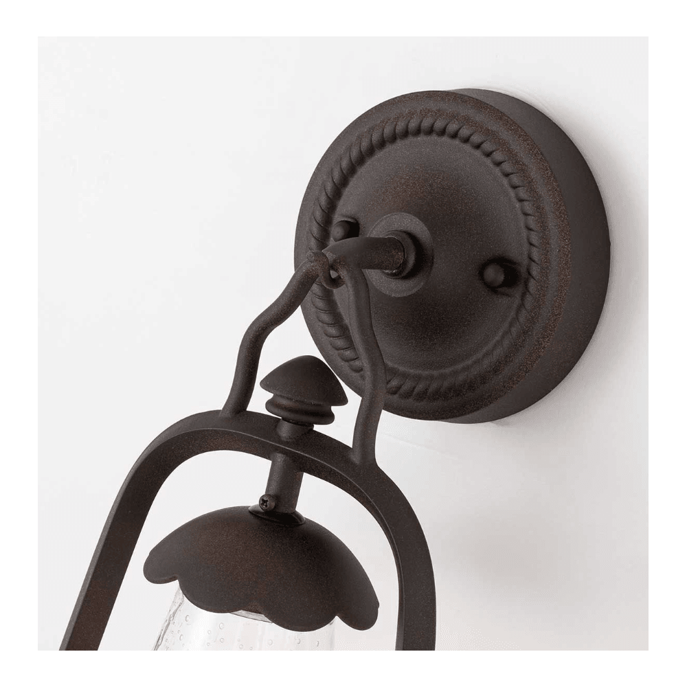 Miners Outdoor Wall Light In Old Bronze Finish With Seeded Glass IP44