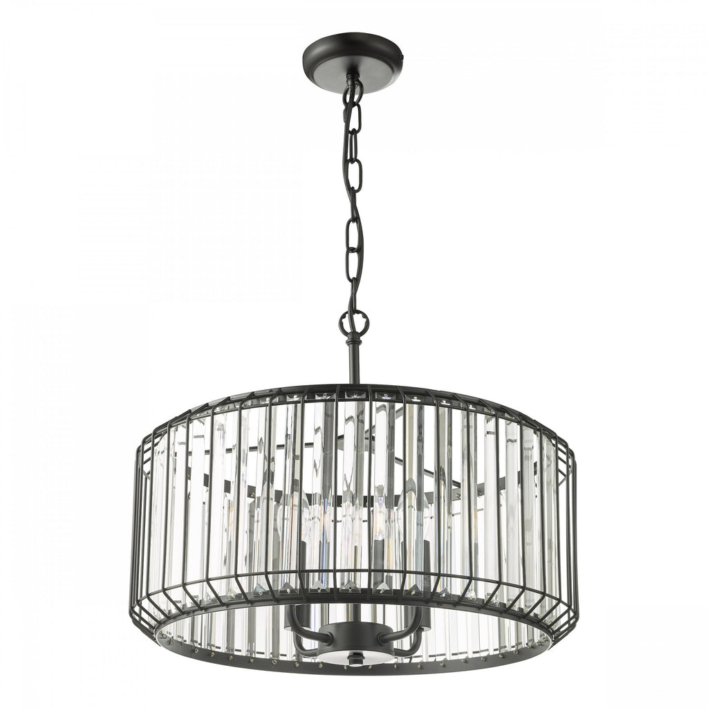 Naeva Contemporary 4 Light Ceiling Pendant In Satin Black Finish With Crystal Glass NAE0422