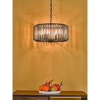 Naeva Contemporary 4 Light Ceiling Pendant In Satin Black Finish With Crystal Glass NAE0422