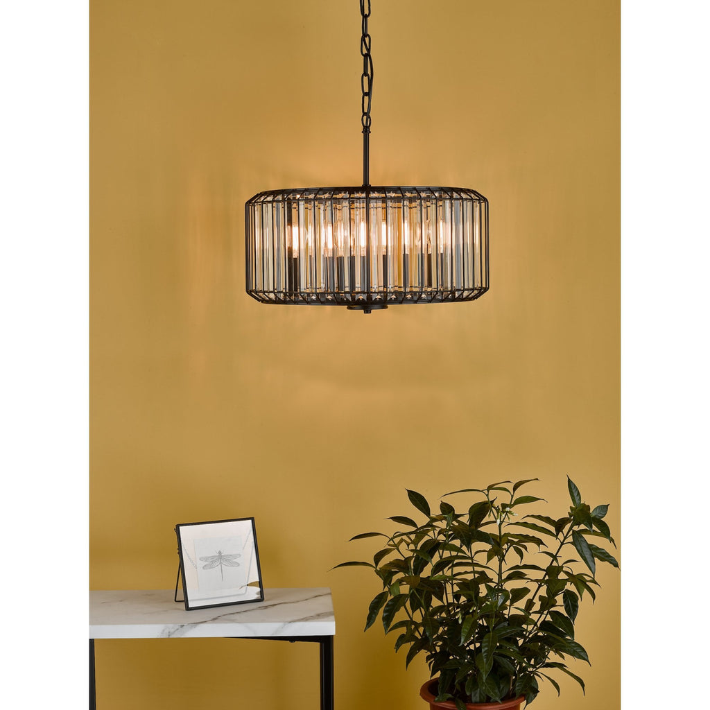 Naeva Contemporary 4 Light Ceiling Pendant In Satin Black Finish With Crystal Glass NAE0422