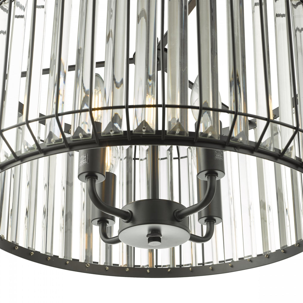 Naeva Contemporary 4 Light Ceiling Pendant In Satin Black Finish With Crystal Glass NAE0422