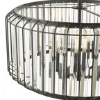 Naeva Contemporary 4 Light Ceiling Pendant In Satin Black Finish With Crystal Glass NAE0422