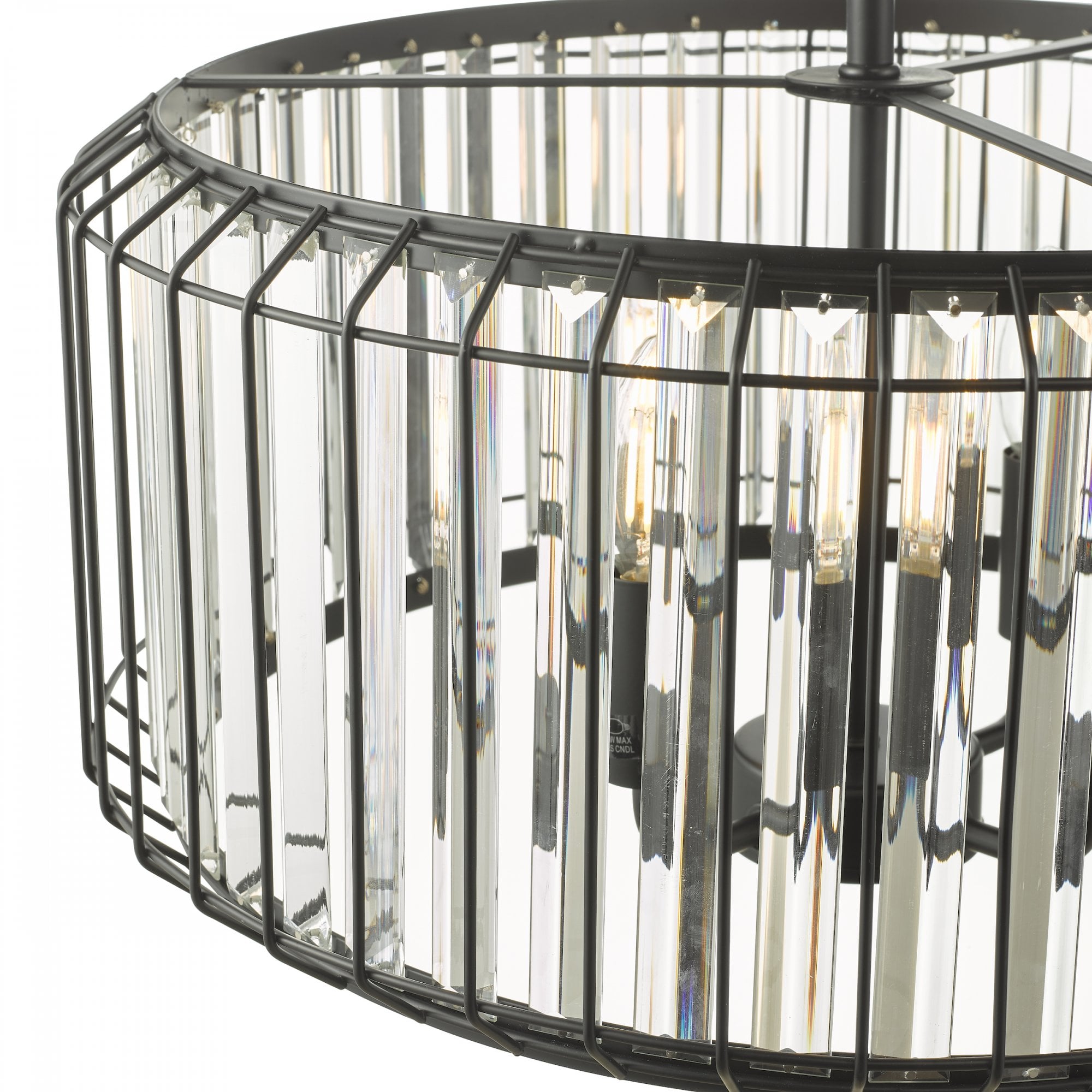 Naeva Contemporary 4 Light Ceiling Pendant In Satin Black Finish With Crystal Glass NAE0422