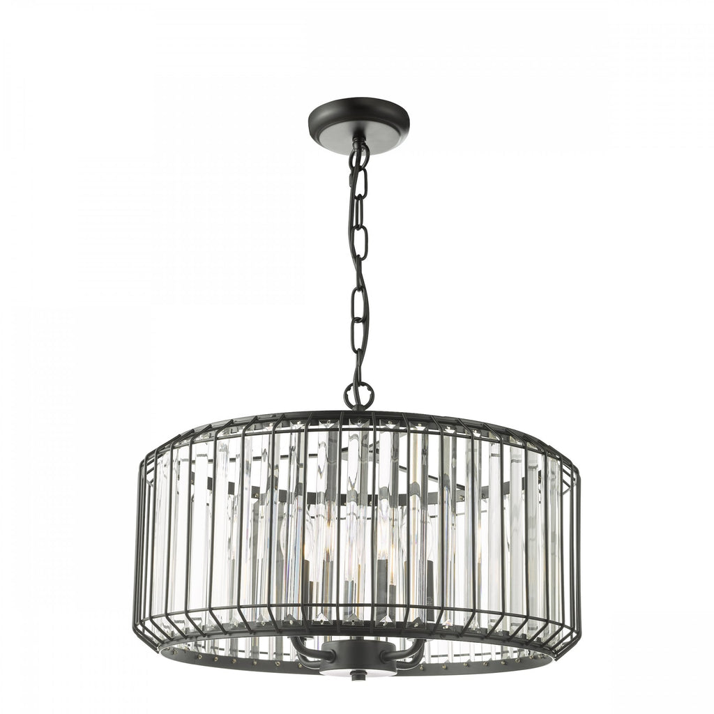 Naeva Contemporary 4 Light Ceiling Pendant In Satin Black Finish With Crystal Glass NAE0422