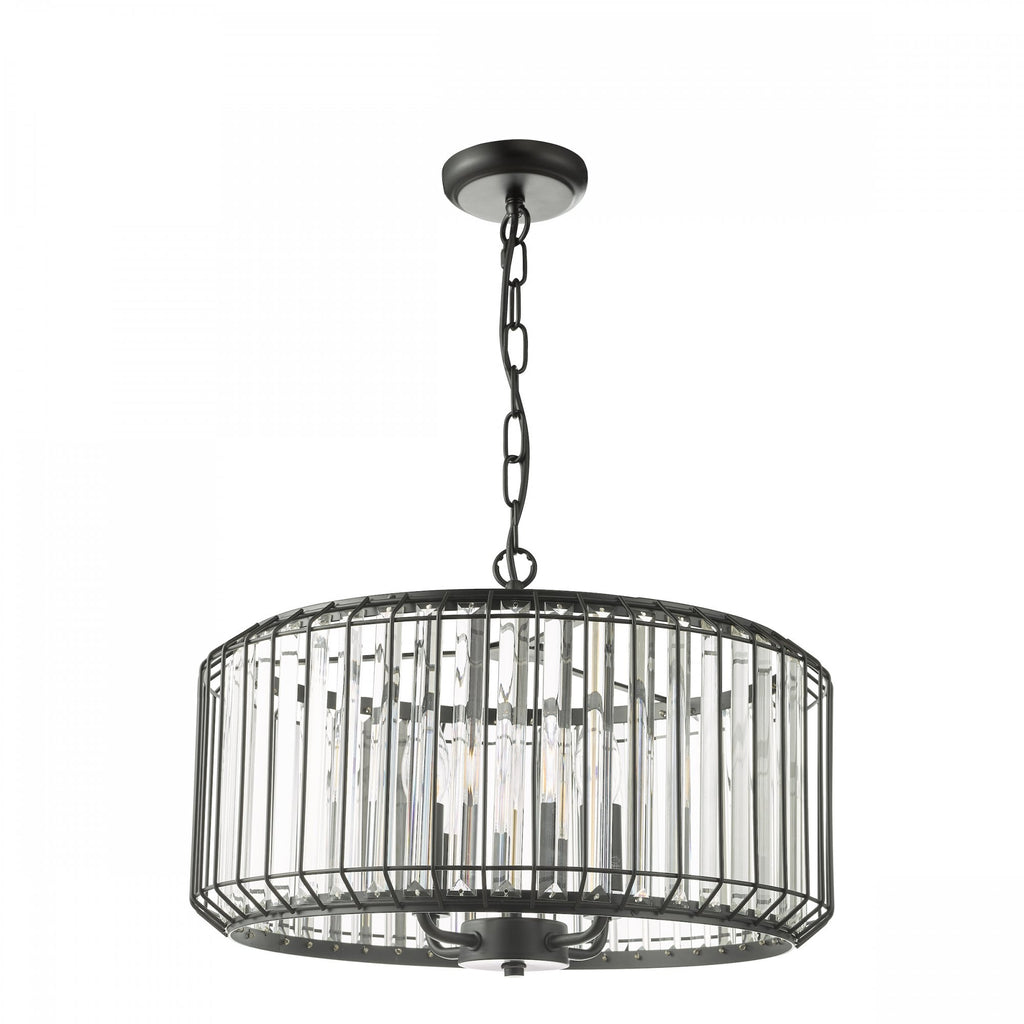 Naeva Contemporary 4 Light Ceiling Pendant In Satin Black Finish With Crystal Glass NAE0422