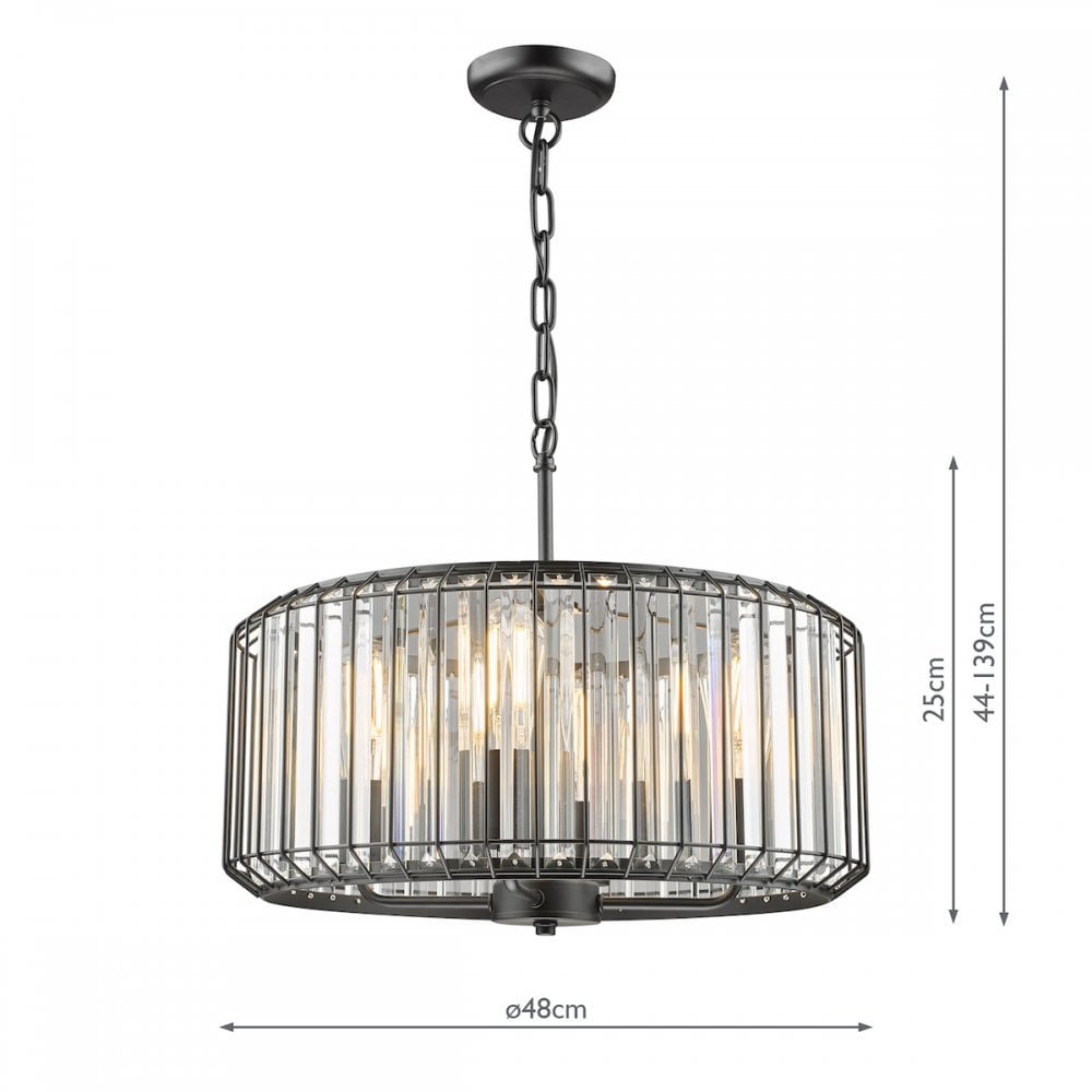 Naeva Contemporary 4 Light Ceiling Pendant In Satin Black Finish With Crystal Glass NAE0422