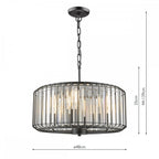 Naeva Contemporary 4 Light Ceiling Pendant In Satin Black Finish With Crystal Glass NAE0422