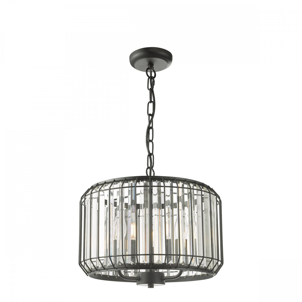 Naeva Contemporary 3 Light Ceiling Pendant In Satin Black Finish With Crystal Glass NAE0322