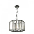 Naeva Contemporary 3 Light Ceiling Pendant In Satin Black Finish With Crystal Glass NAE0322