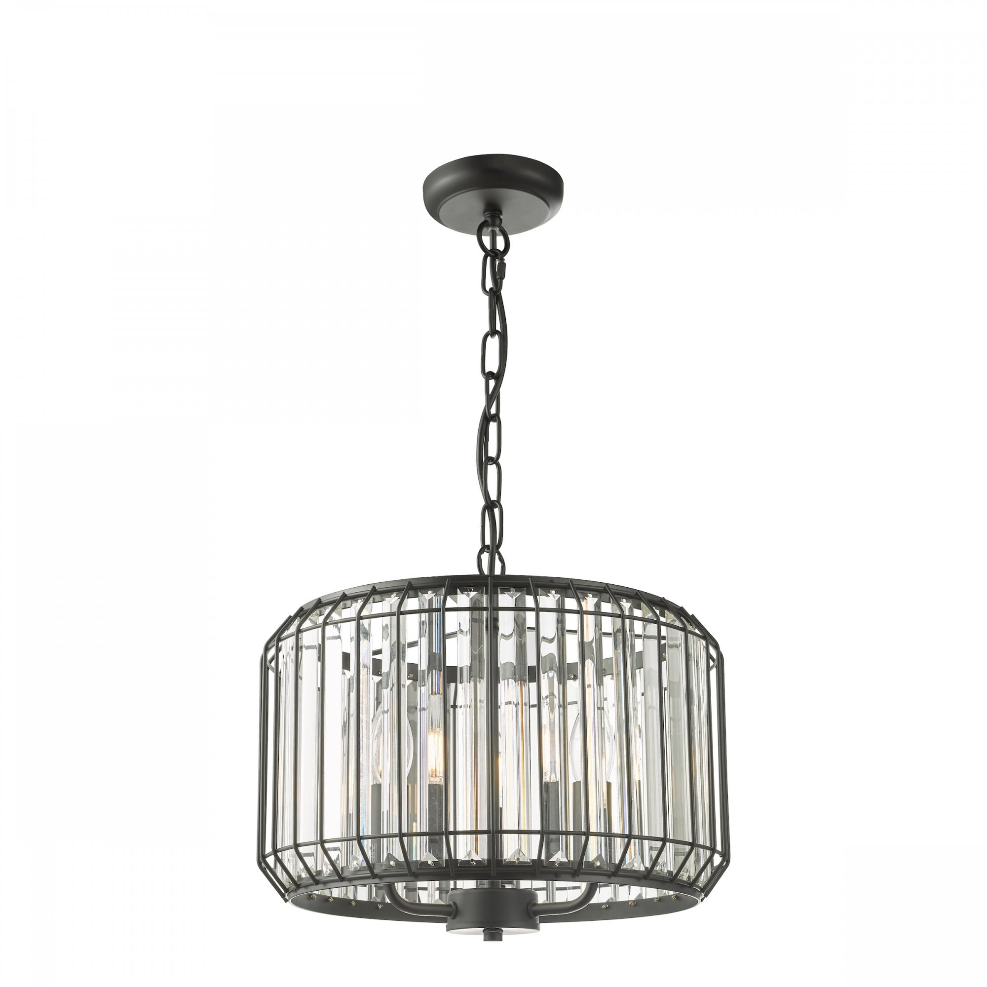 Naeva Contemporary 3 Light Ceiling Pendant In Satin Black Finish With Crystal Glass NAE0322