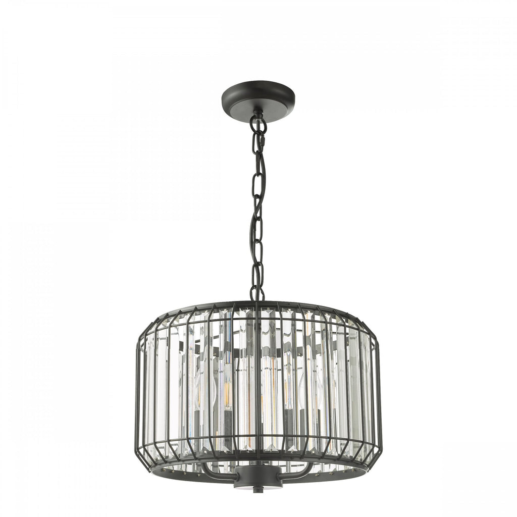 Naeva Contemporary 3 Light Ceiling Pendant In Satin Black Finish With Crystal Glass NAE0322