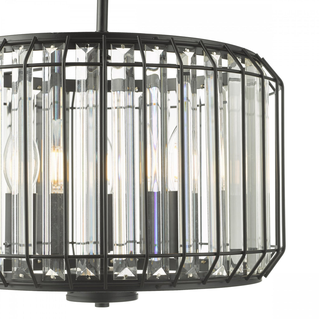 Naeva Contemporary 3 Light Ceiling Pendant In Satin Black Finish With Crystal Glass NAE0322
