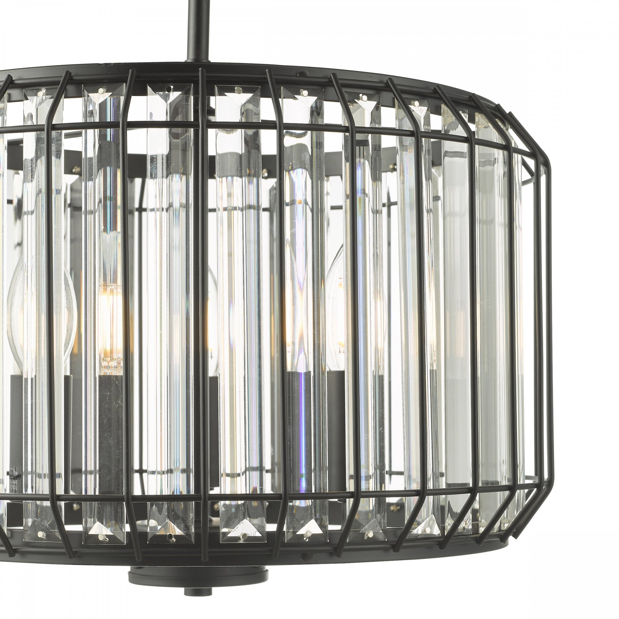 Naeva Contemporary 3 Light Ceiling Pendant In Satin Black Finish With Crystal Glass NAE0322