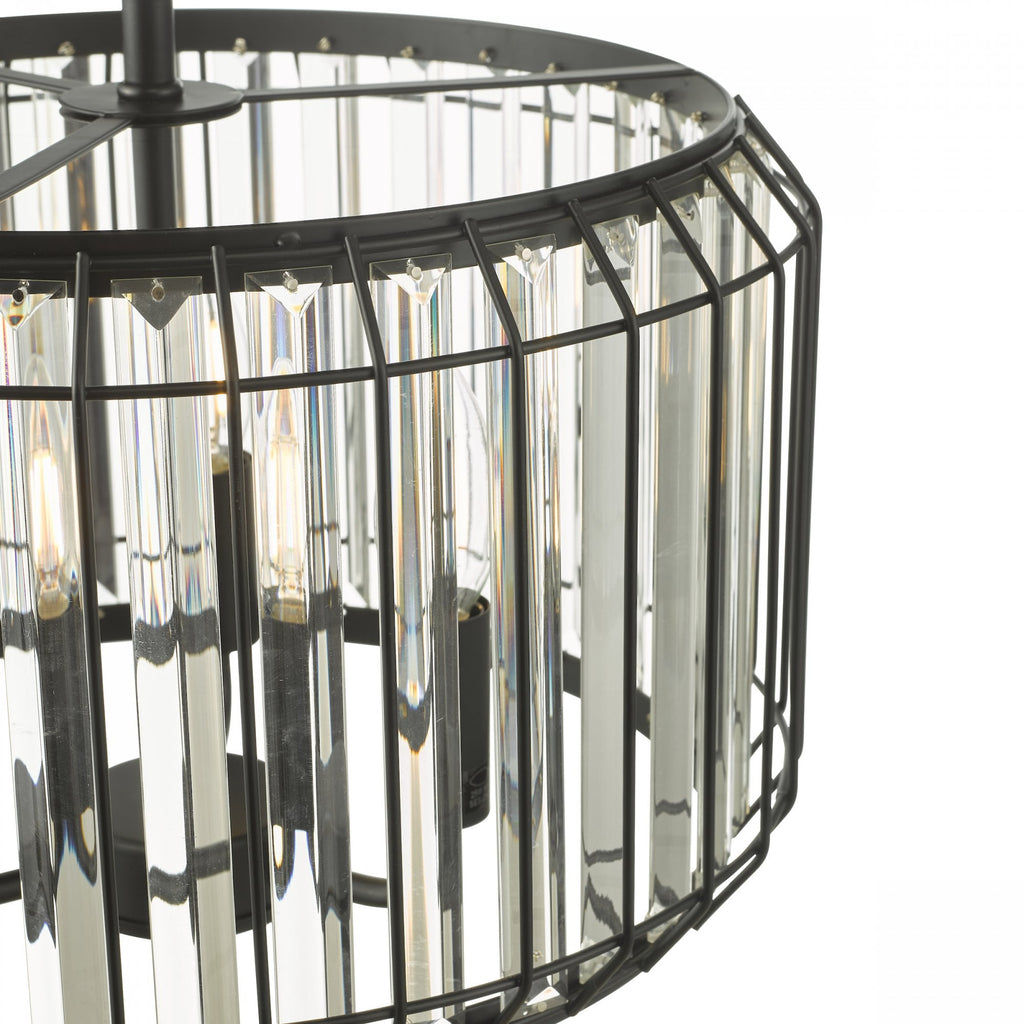 Naeva Contemporary 3 Light Ceiling Pendant In Satin Black Finish With Crystal Glass NAE0322