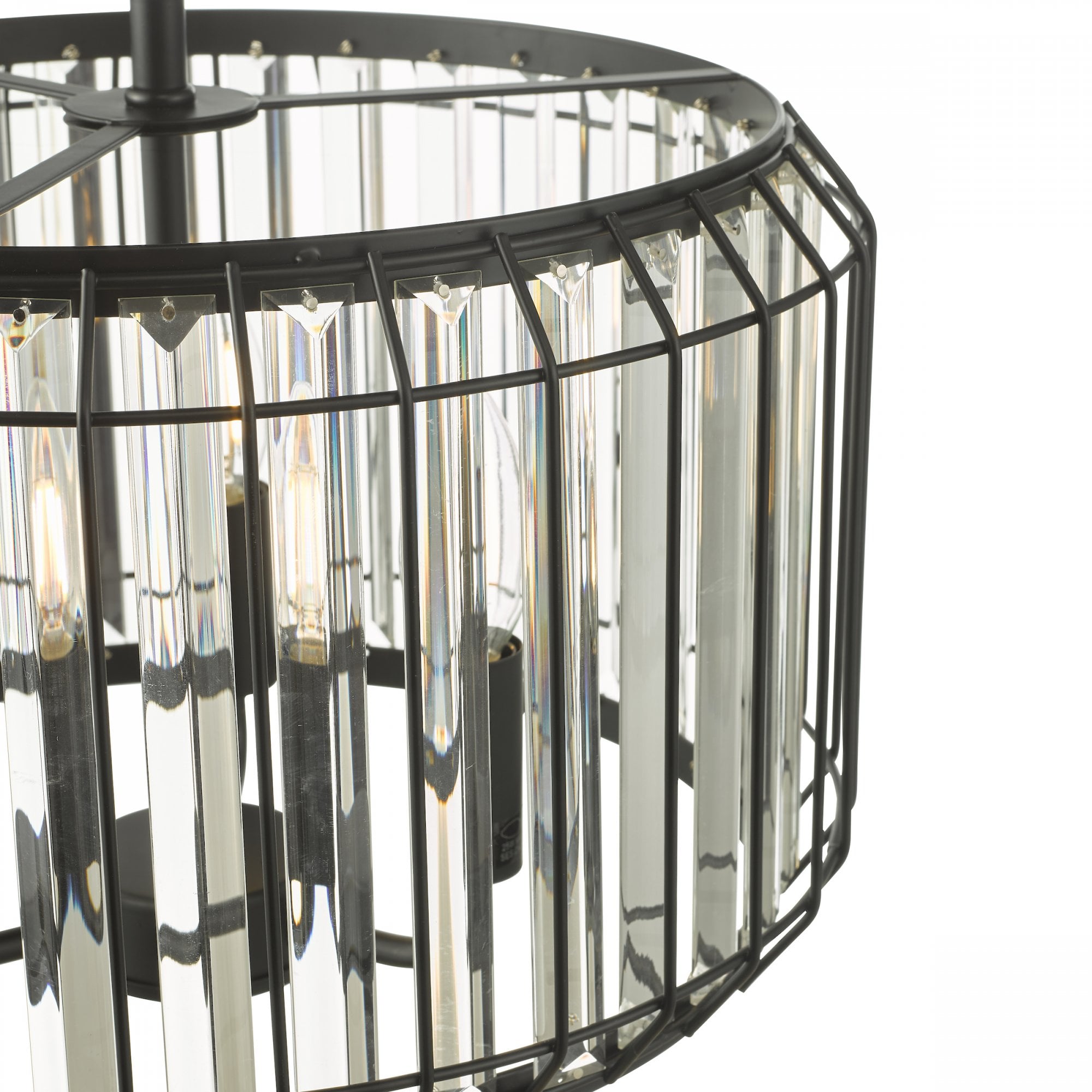 Naeva Contemporary 3 Light Ceiling Pendant In Satin Black Finish With Crystal Glass NAE0322