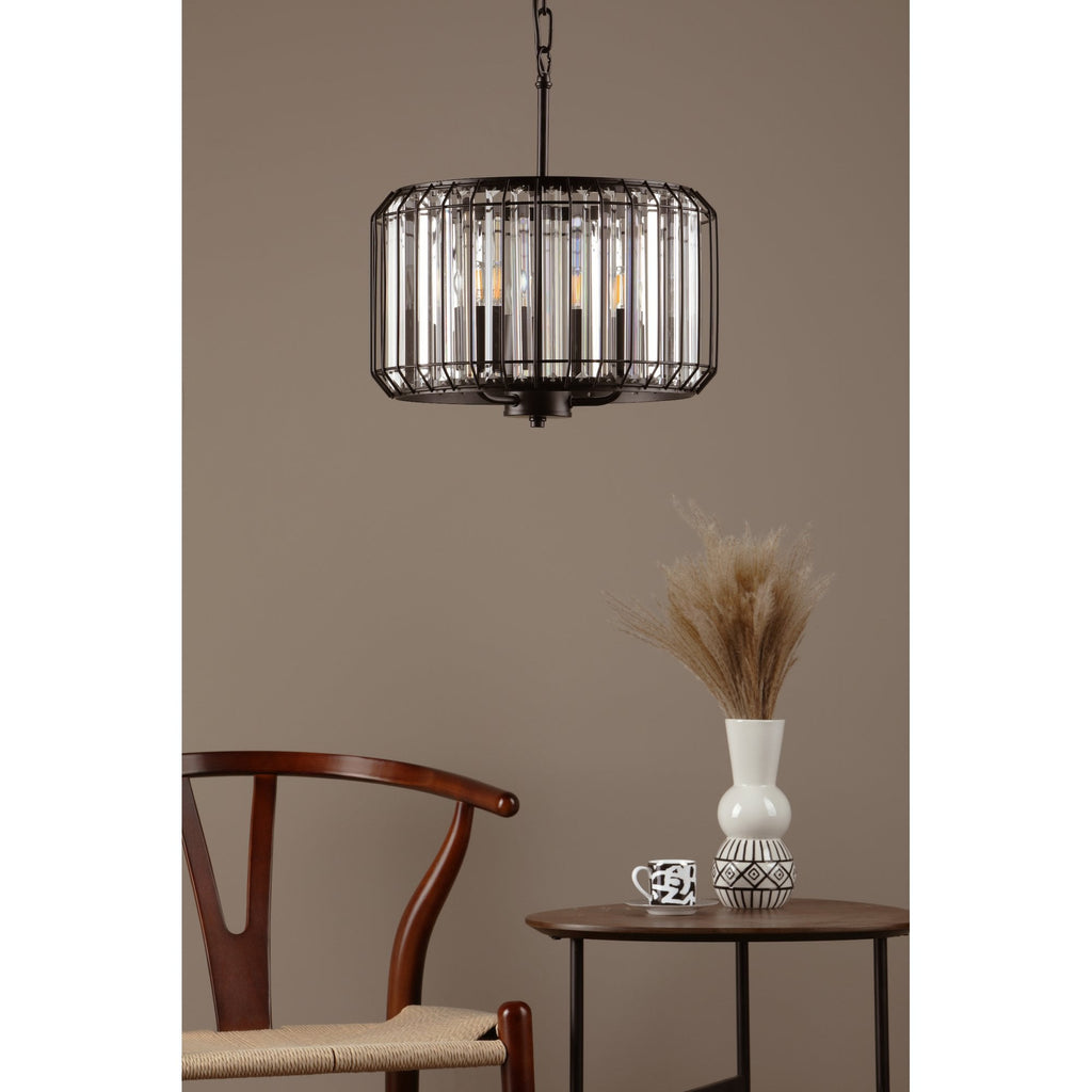 Naeva Contemporary 3 Light Ceiling Pendant In Satin Black Finish With Crystal Glass NAE0322