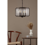 Naeva Contemporary 3 Light Ceiling Pendant In Satin Black Finish With Crystal Glass NAE0322