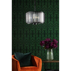 Naeva Contemporary 3 Light Ceiling Pendant In Satin Black Finish With Crystal Glass NAE0322