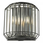 Naeva Contemporary 2 Light Wall Light In Satin Black Finish With Crystal Glass NAE0922
