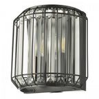 Naeva Contemporary 2 Light Wall Light In Satin Black Finish With Crystal Glass NAE0922