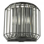 Naeva Contemporary 2 Light Wall Light In Satin Black Finish With Crystal Glass NAE0922