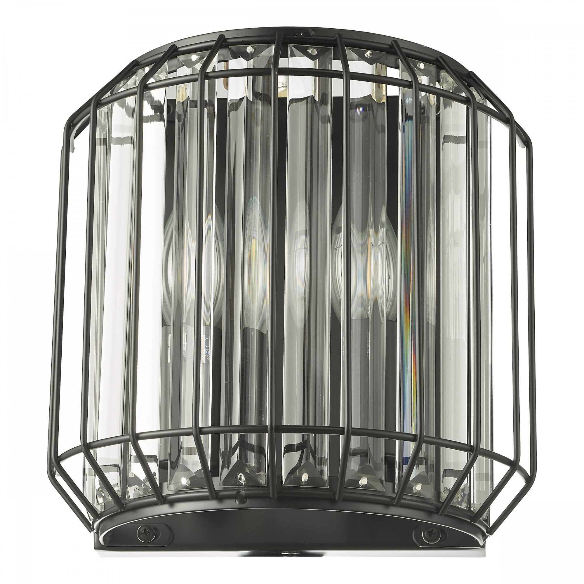 Naeva Contemporary 2 Light Wall Light In Satin Black Finish With Crystal Glass NAE0922