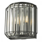 Naeva Contemporary 2 Light Wall Light In Satin Black Finish With Crystal Glass NAE0922