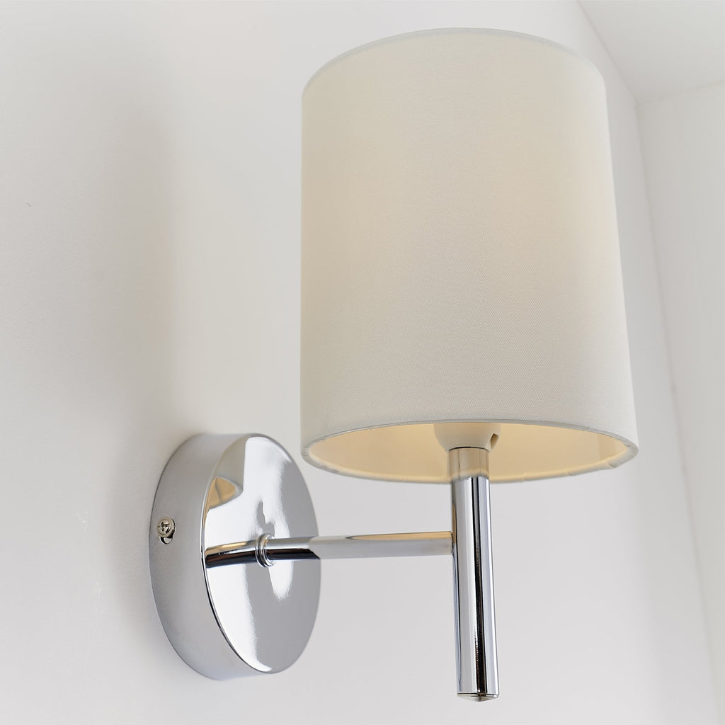 Single Wall Light in Polished Chrome Finish with Off White off white Shade  BRIO-1WBCH