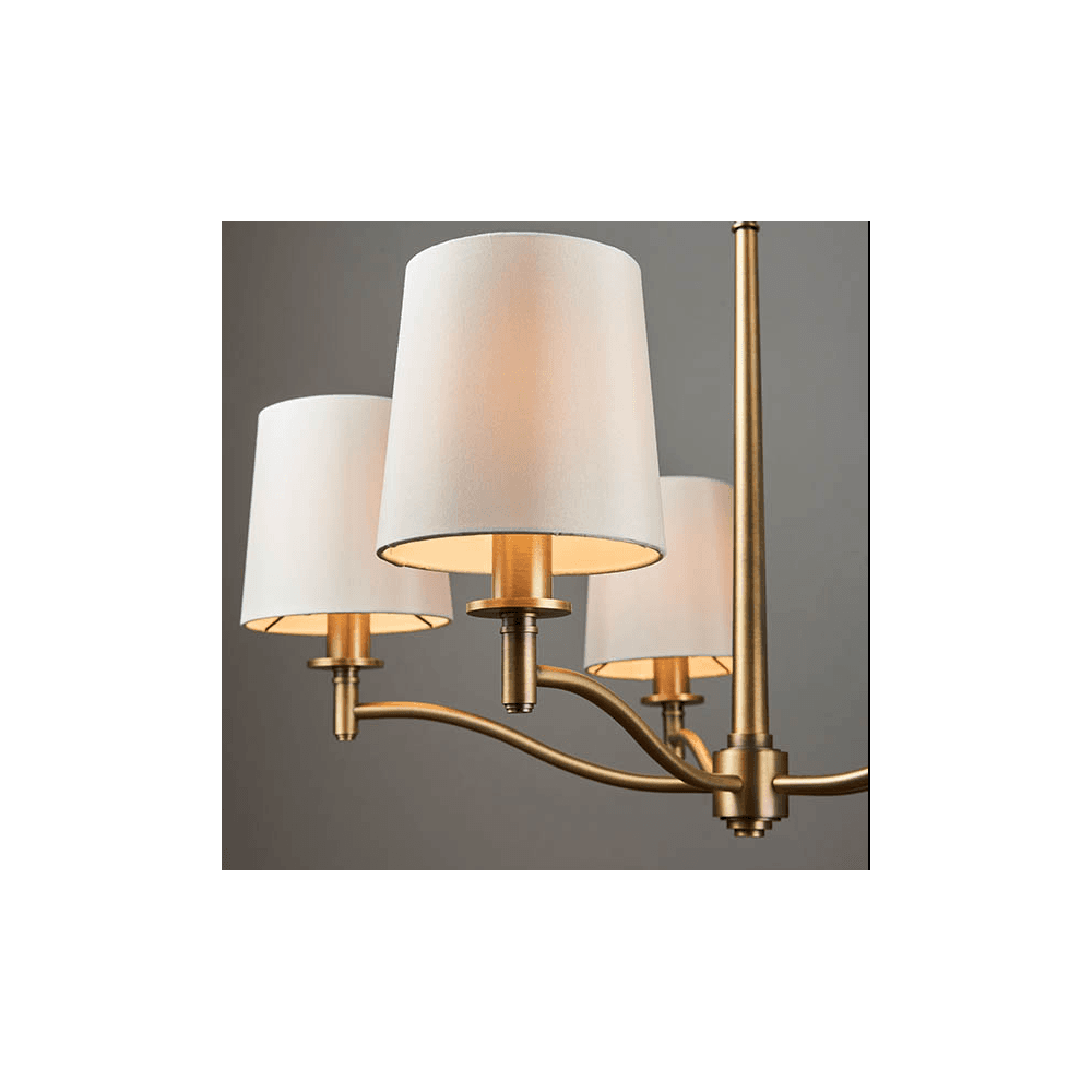 Ortona Five Light Ceiling Pendant In Matt Antique Brass Finish With White Shades 70245