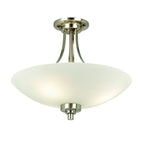 WELLES-3SC 3 Light Glass Satin Chrome Semi Flush Ceiling Light