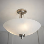 WELLES-3SC 3 Light Glass Satin Chrome Semi Flush Ceiling Light
