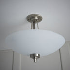 WELLES-3SC 3 Light Glass Satin Chrome Semi Flush Ceiling Light