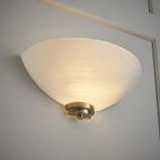 WELLES-1WBAB 1 Light Grooved Glass Antique Brass Wall Uplighter