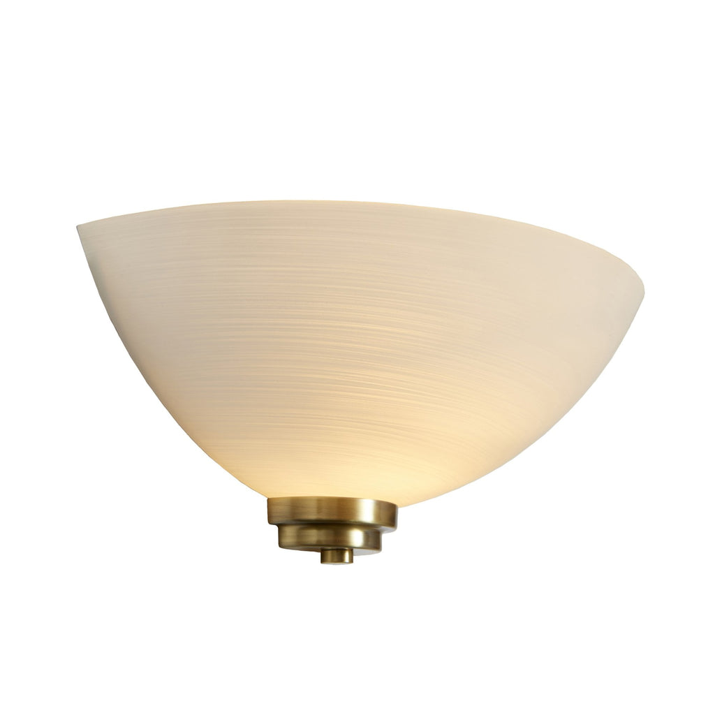 WELLES-1WBAB 1 Light Grooved Glass Antique Brass Wall Uplighter