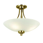 WELLES-3AB 3 Light Glass Antique Brass Semi Flush Ceiling Light